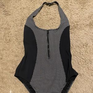 Victoria’s Secret Black & White Halter One Piece Swimsuit